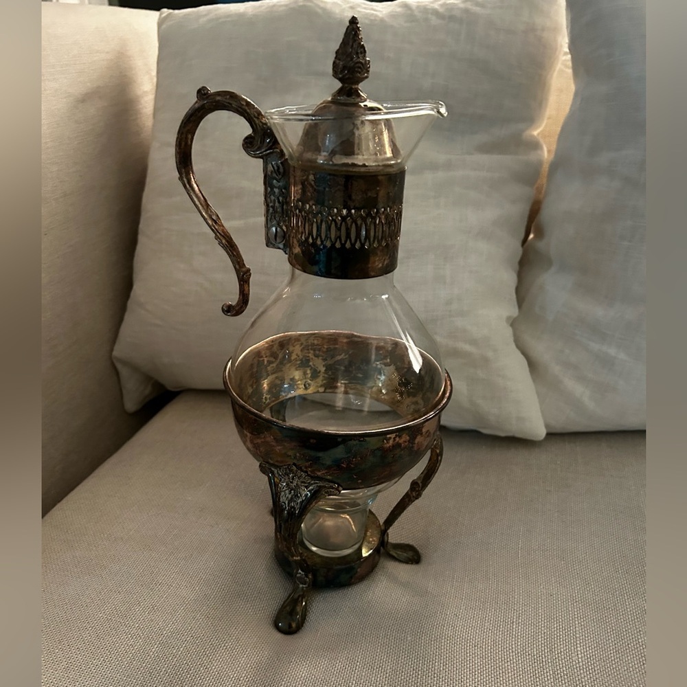 Vintage Glass and Silver Plated Coffee Carafe